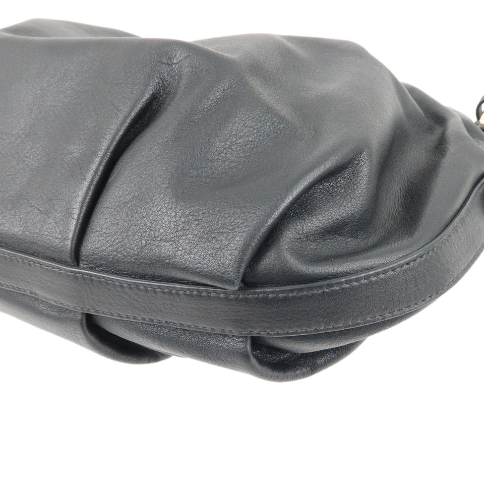 Prada Calf Leather Shoulder Bag Hand Bag NERO Black BR4070