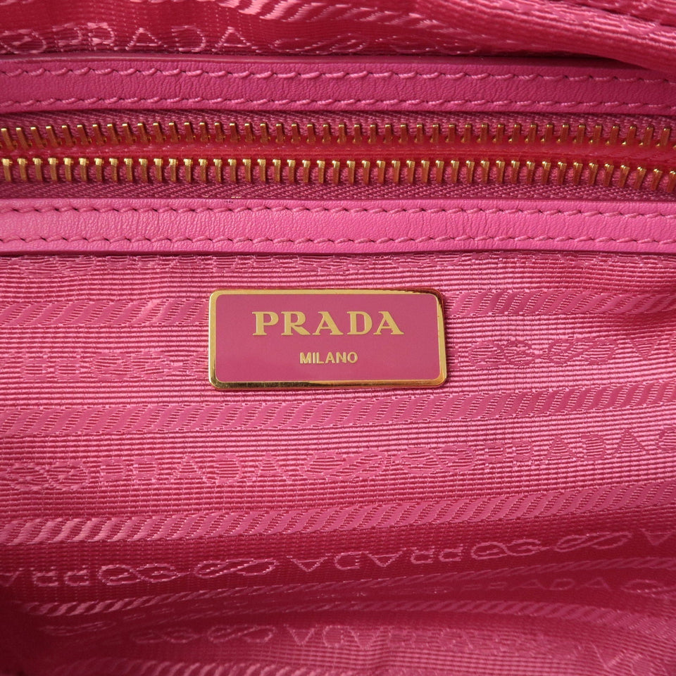 Prada Logo Nylon Leather Shoulder Bag Mini Bag Gold Hardware Pink