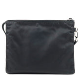 Prada Logo Nylon Leather Clutch Bag Pouch NERO Black 2NE789