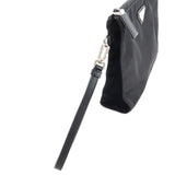 Prada Logo Nylon Leather Clutch Bag Pouch NERO Black 2NE789