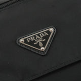 Prada Logo Nylon Leather Crossbody Shoulder Bag NERO Black