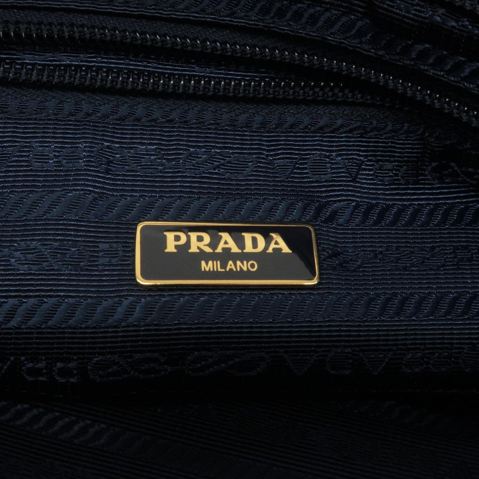 Prada 2Way Nylon Leather Quilting Shoulder Bag Navy 1BA090