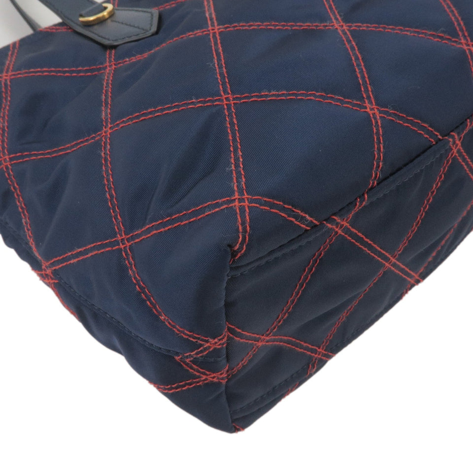 Prada 2Way Nylon Leather Quilting Shoulder Bag Navy 1BA090