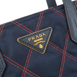 Prada 2Way Nylon Leather Quilting Shoulder Bag Navy 1BA090