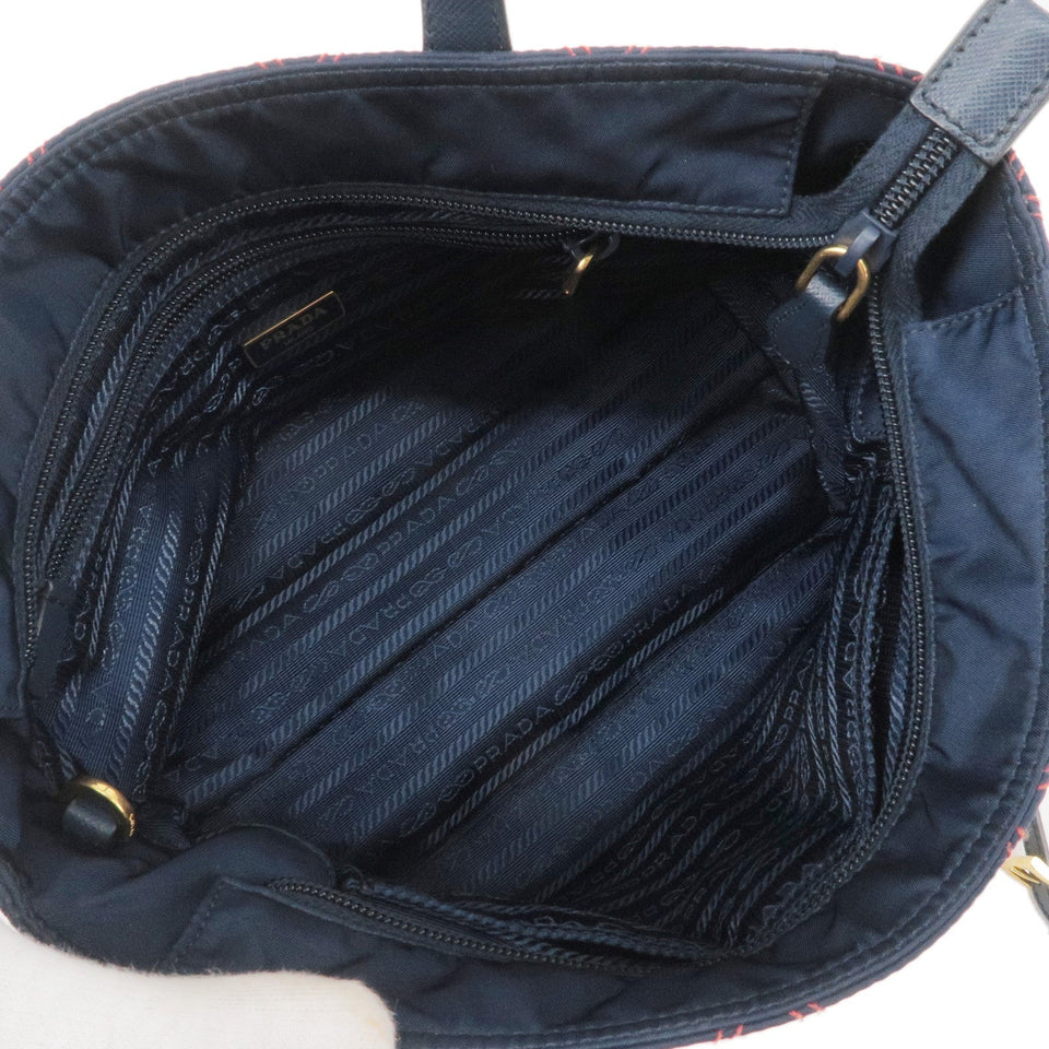 Prada 2Way Nylon Leather Quilting Shoulder Bag Navy 1BA090