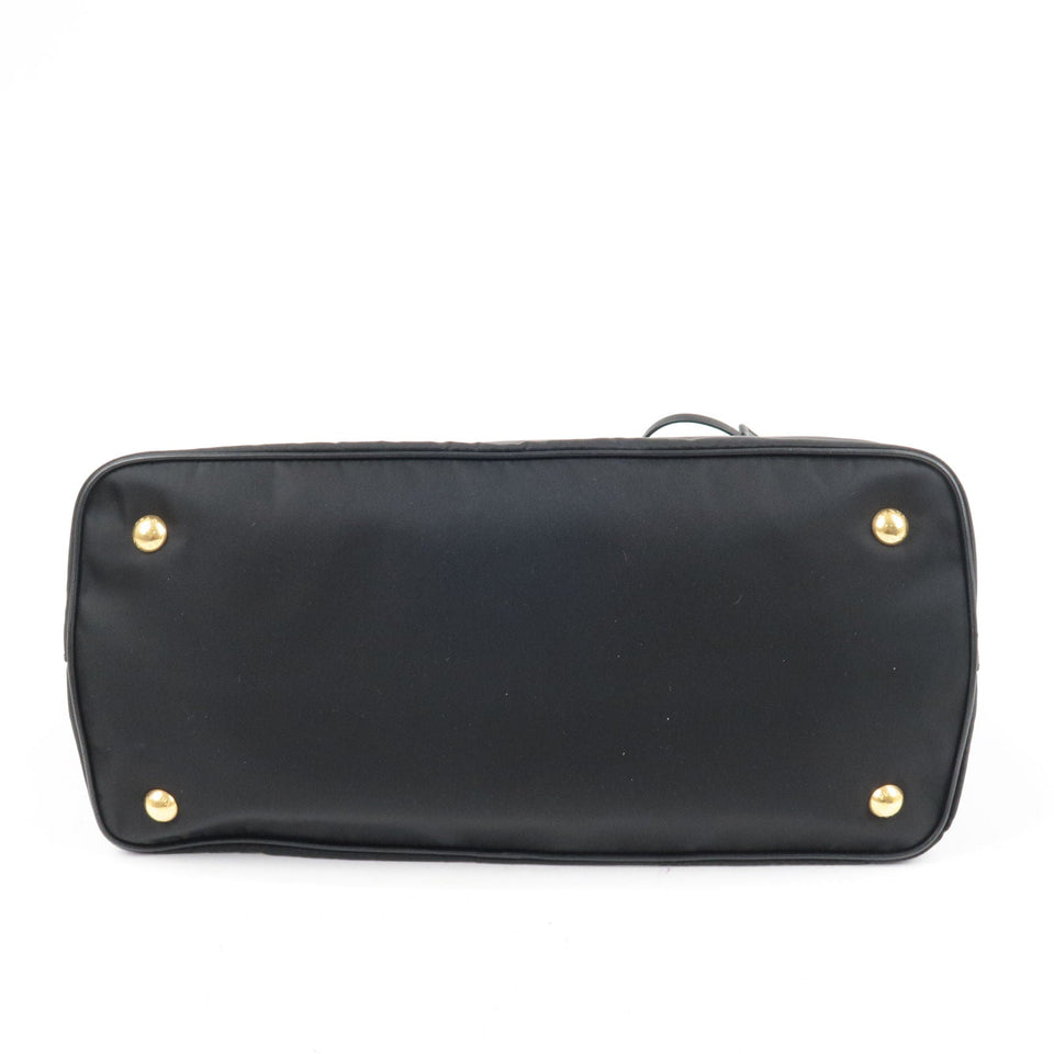 Prada Logo Nylon Leather 2Way Bag Hand Bag NERO Black 1BA579