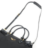 Prada Logo Nylon Leather 2Way Bag Hand Bag NERO Black 1BA579