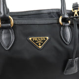 Prada Logo Nylon Leather 2Way Bag Hand Bag NERO Black 1BA579