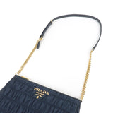 Prada Logo Nylon Leather Chain Shoulder Bag Navy 1BH152