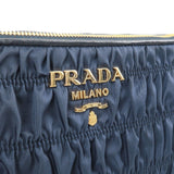 Prada Logo Nylon Leather Chain Shoulder Bag Navy 1BH152
