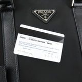 Prada Logo Nylon Leather Business Bag Brief Case Black 2VE661