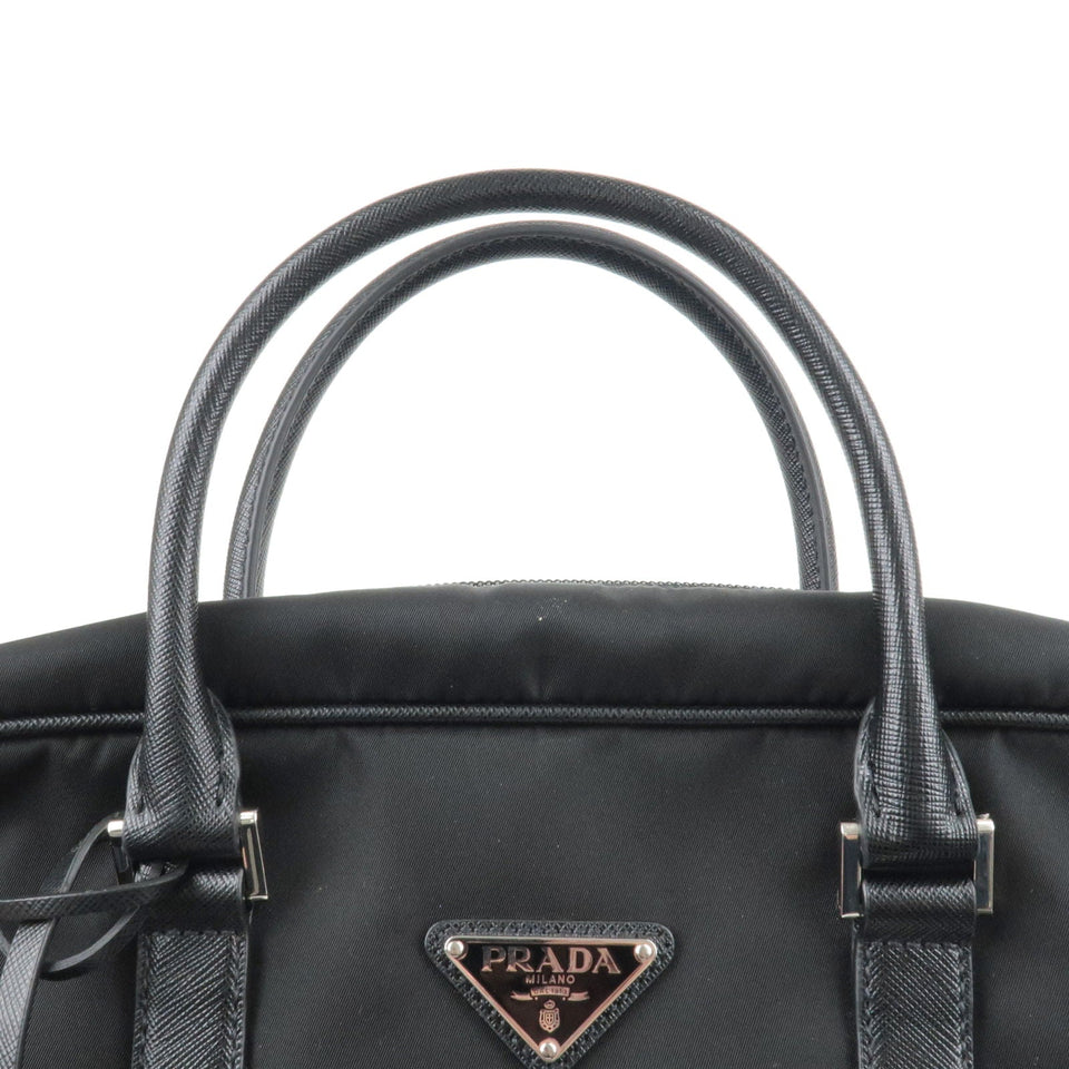 Prada Logo Nylon Leather Business Bag Brief Case Black 2VE661