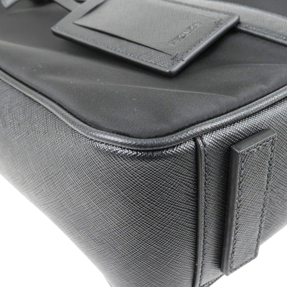 Prada Logo Nylon Leather Business Bag Brief Case Black 2VE661