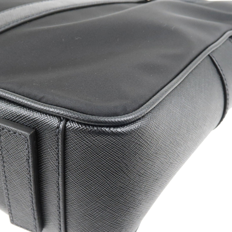 Prada Logo Nylon Leather Business Bag Brief Case Black 2VE661