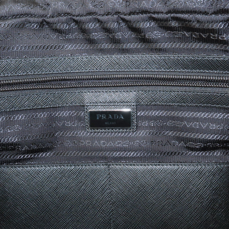 Prada Logo Nylon Leather Business Bag Brief Case Black 2VE661