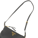 Prada Logo Leather Shoulder Bag Gold Hardware Black