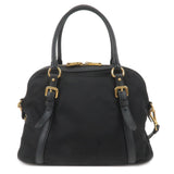 Prada Logo Nylon Leather 2Way Bag Hand Bag Shoulder Bag Black