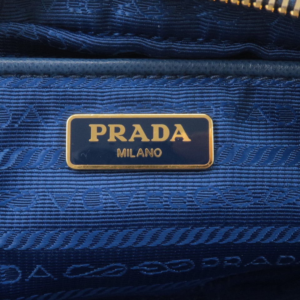 Prada Logo Nylon Leather Ribbon Shoulder Bag Navy 1NF727