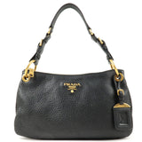 Prada Leather Shoulder Bag Hand Bag NERO Black BR4894