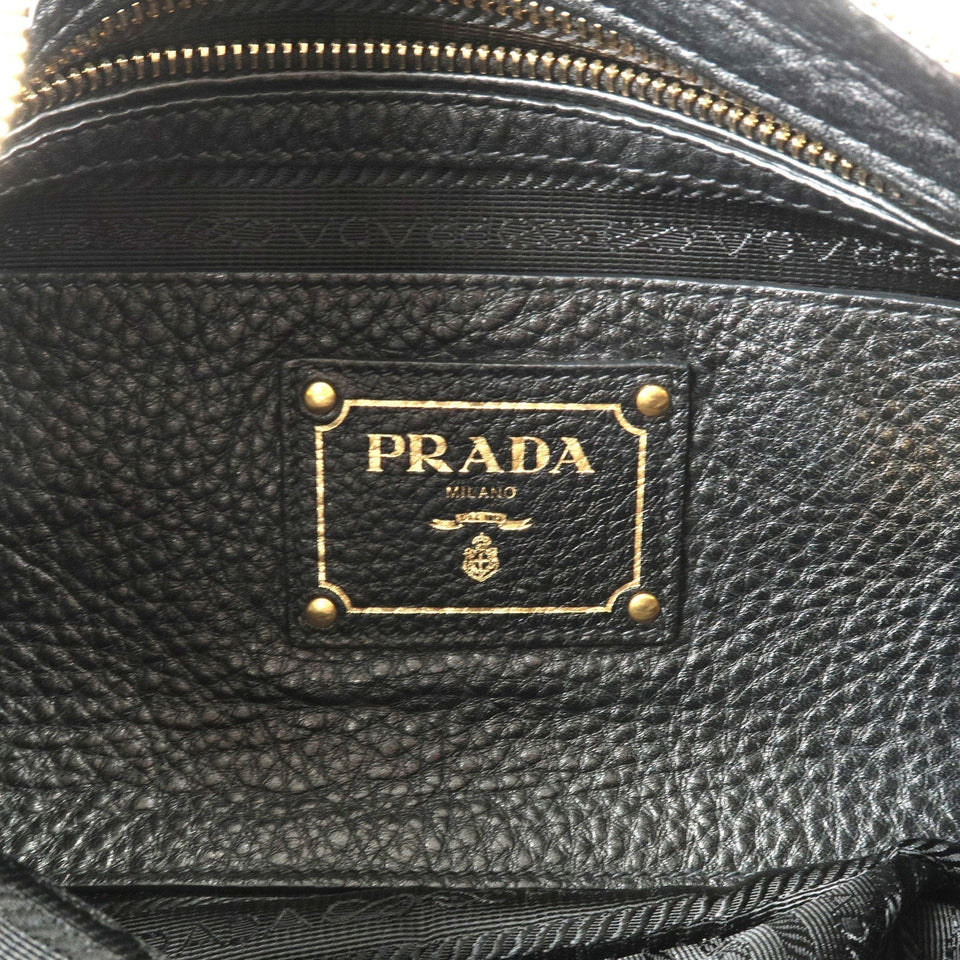 Prada Leather Shoulder Bag Hand Bag NERO Black BR4894