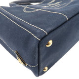 Prada Canapa Mini Canvas 2Way Tote Bag BALTICO Navy 1BG439