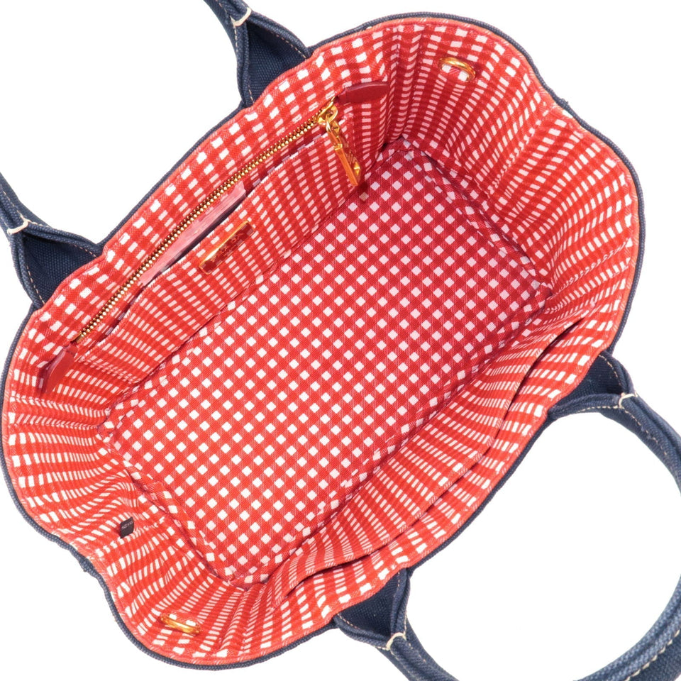 Prada Canapa Mini Canvas 2Way Tote Bag BALTICO Navy 1BG439