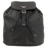 Prada Logo Nylon Leather Back Pack Ruck Sack Bag Nero Black