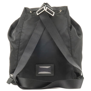 Prada Logo Nylon Leather Back Pack Ruck Sack Bag Nero Black