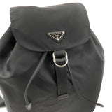 Prada Logo Nylon Leather Back Pack Ruck Sack Bag Nero Black