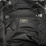 Prada Logo Nylon Leather Back Pack Ruck Sack Bag Nero Black