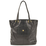 Prada Logo Leather Tote Bag NERO Black Gold Hardware BR4360