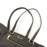 Prada Logo Leather Tote Bag NERO Black Gold Hardware BR4360