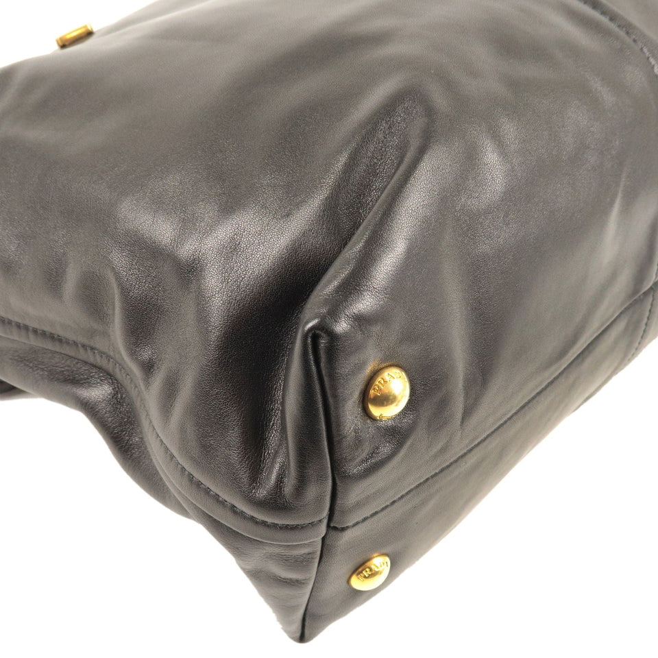 Prada Logo Leather Tote Bag NERO Black Gold Hardware BR4360