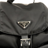 Prada Logo Nylon Leather Ruck Sack Back Pack Bag Black 1BZ811