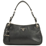 Prada Vitello Phenix Leather Shoulder Bag NERO Black B4894M