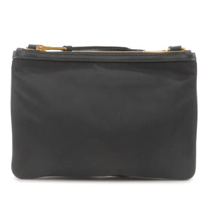 Prada Logo Nylon Leather Shoulder Bag NERO Black 1BH046