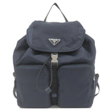 Prada Logo Nylon Leather Ruck Sack Back Pack Bag Navy 1BZ070