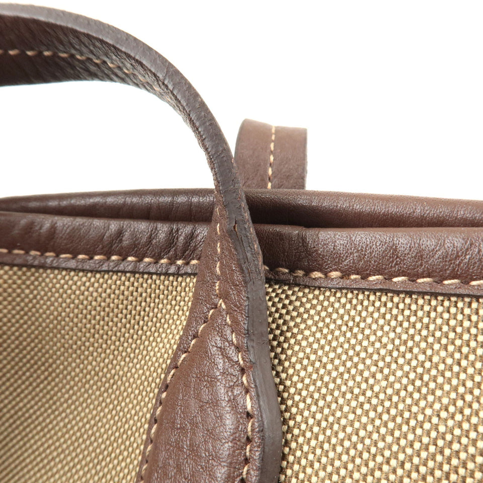 Prada Logo Jacquard Leather Tote Bag Hand Bag Beige Brown