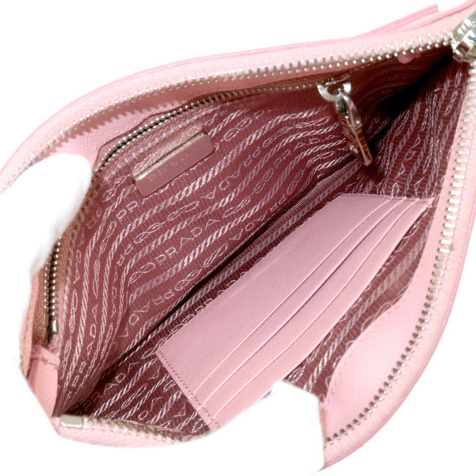 Prada Logo Leather Shoulder Bag Pouch PETARO Pink 1NH004