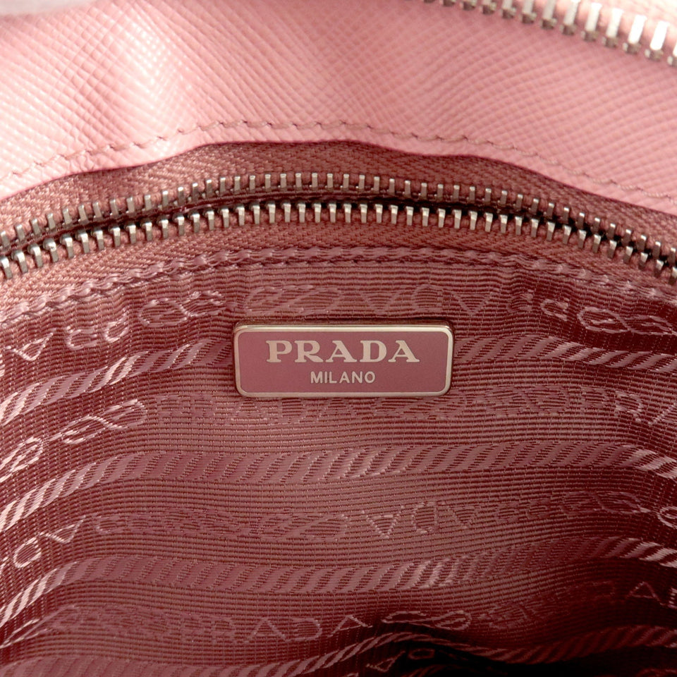 Prada Logo Leather Shoulder Bag Pouch PETARO Pink 1NH004
