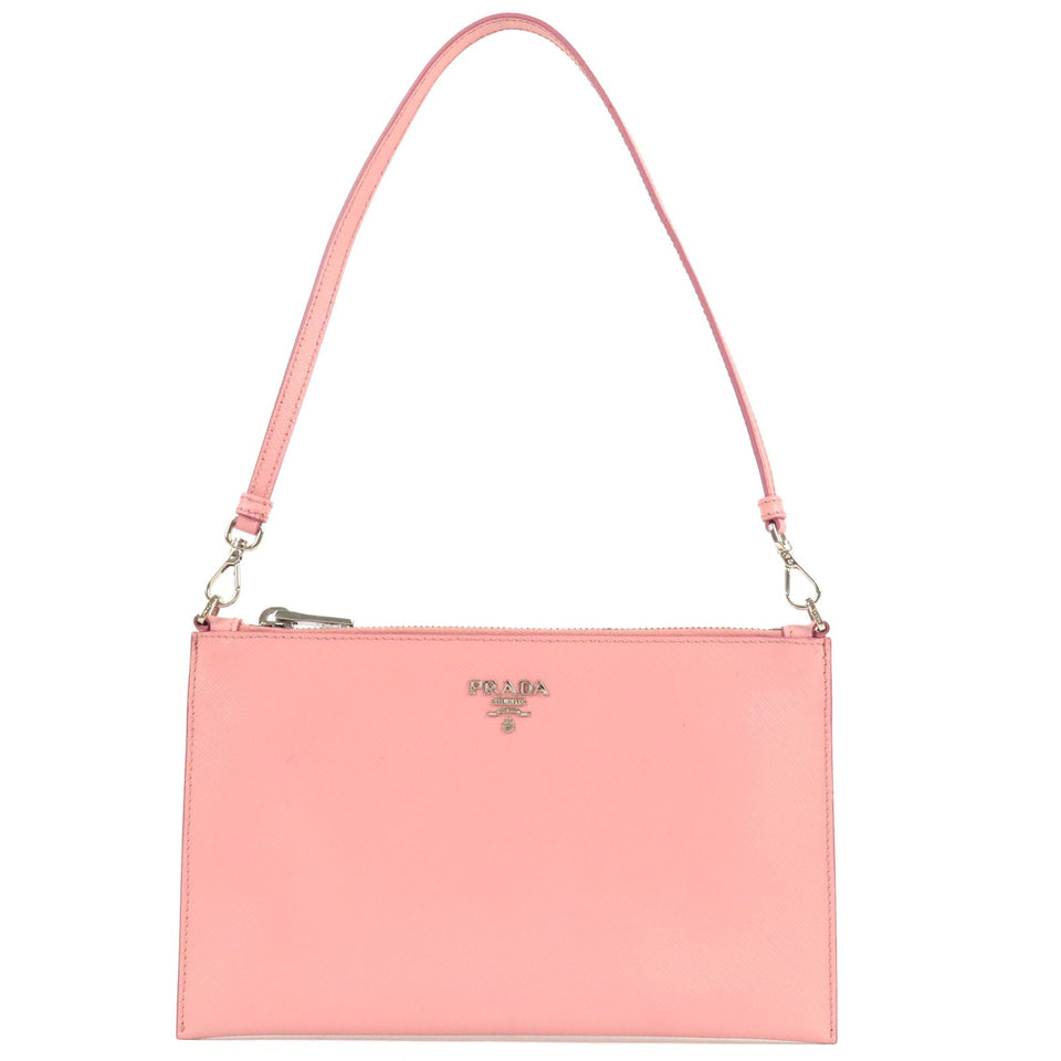 Prada Logo Leather Shoulder Bag Pouch PETARO Pink 1NH004
