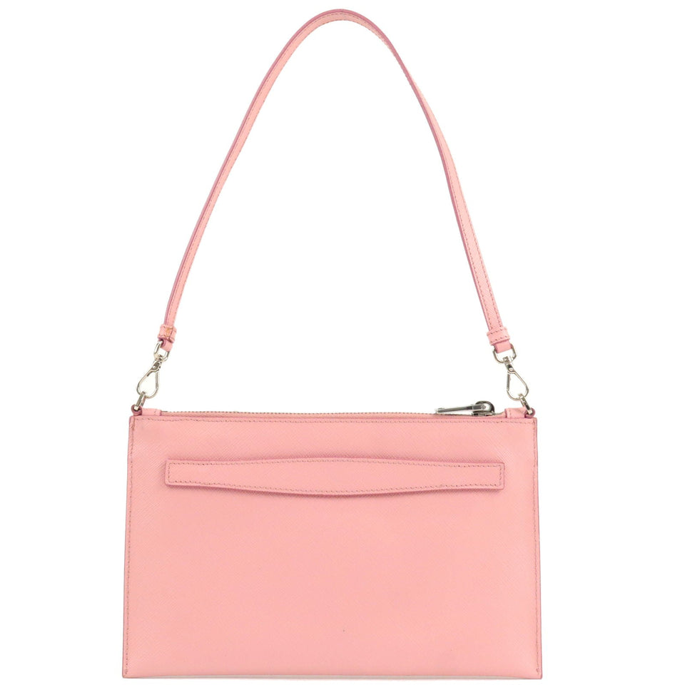 Prada Logo Leather Shoulder Bag Pouch PETARO Pink 1NH004