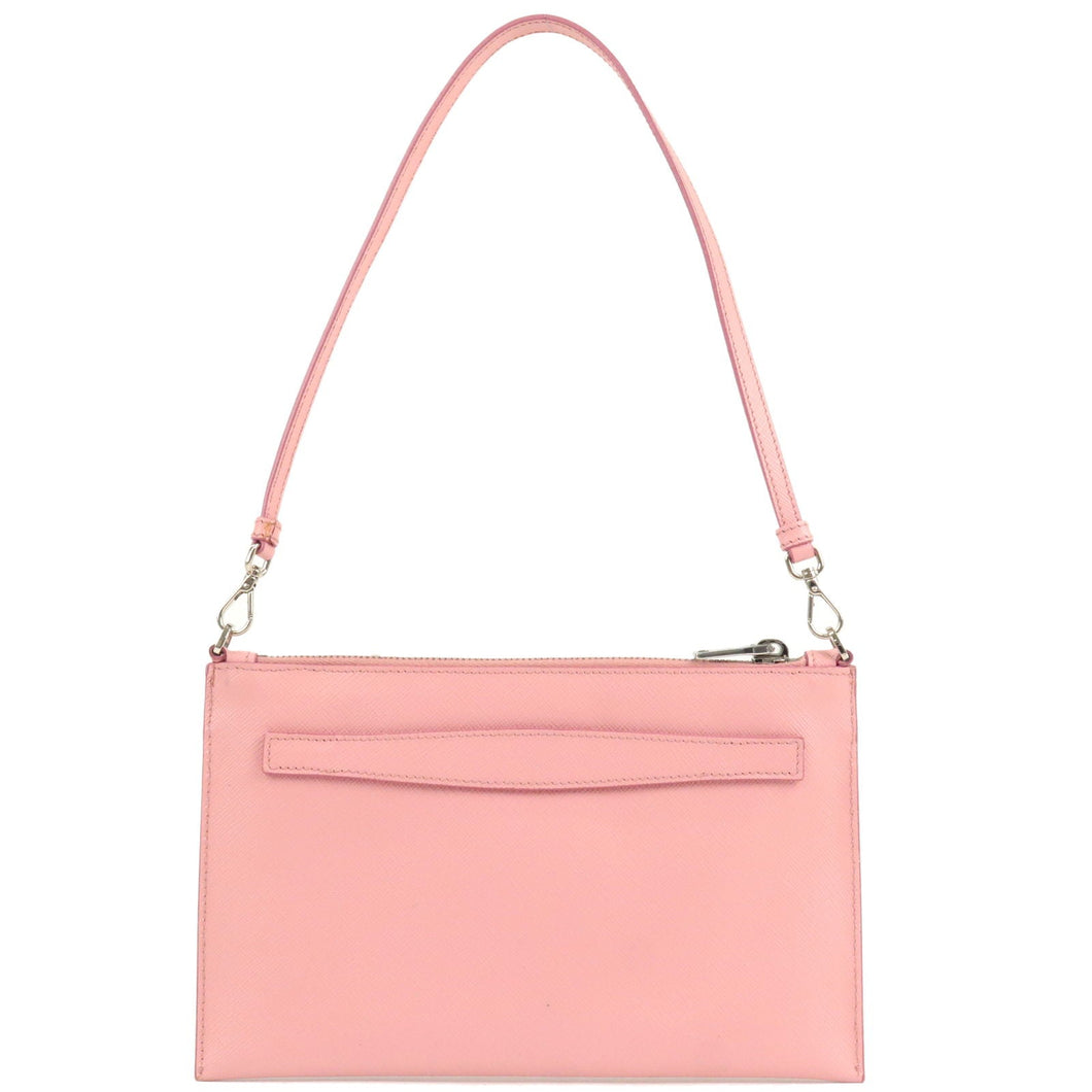 Prada Logo Leather Shoulder Bag Pouch PETARO Pink 1NH004