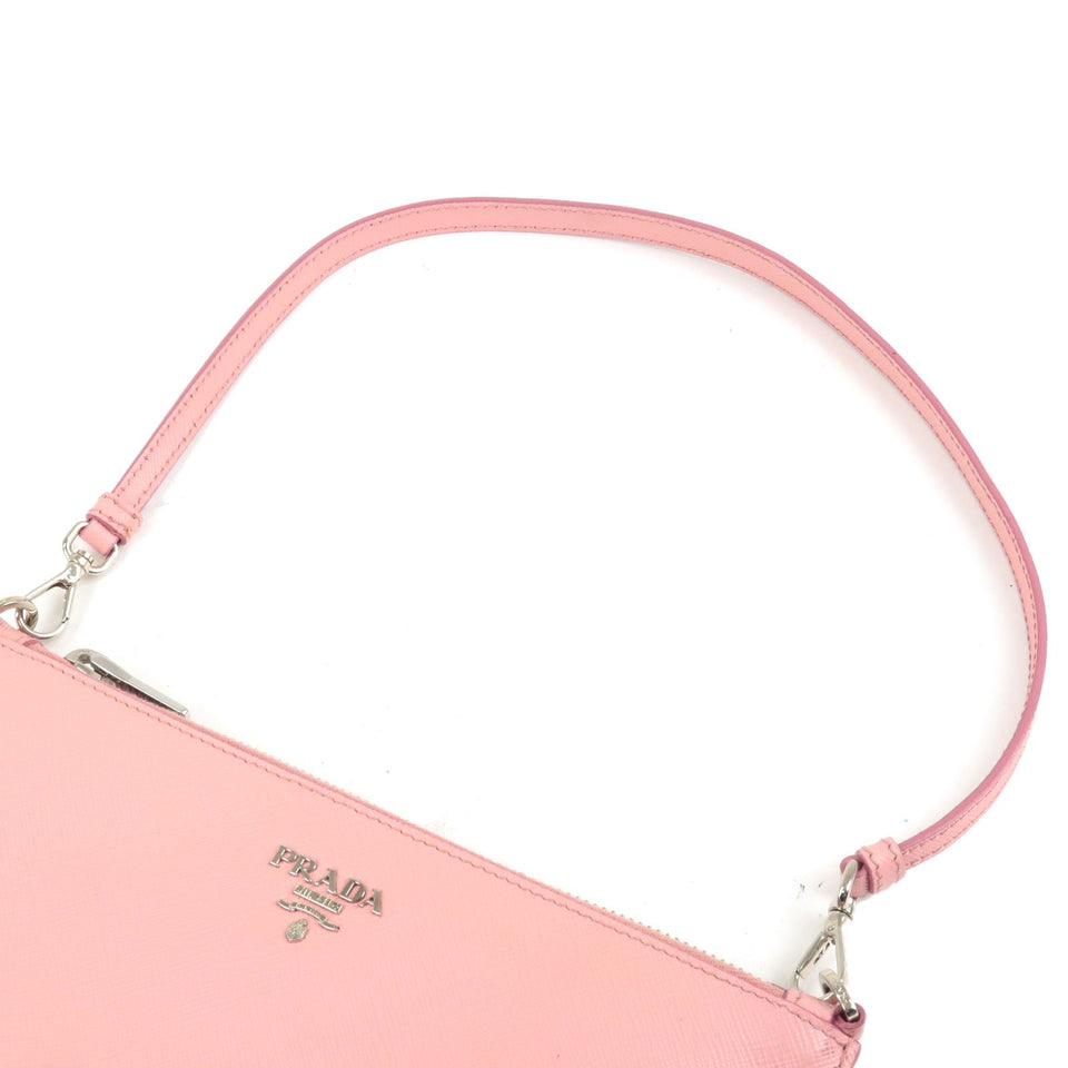 Prada Logo Leather Shoulder Bag Pouch PETARO Pink 1NH004