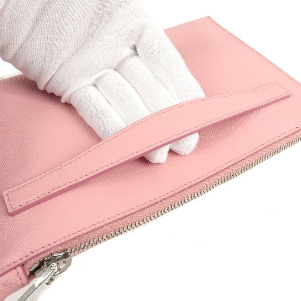 Prada Logo Leather Shoulder Bag Pouch PETARO Pink 1NH004