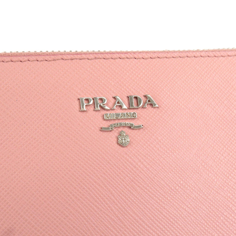 Prada Logo Leather Shoulder Bag Pouch PETARO Pink 1NH004