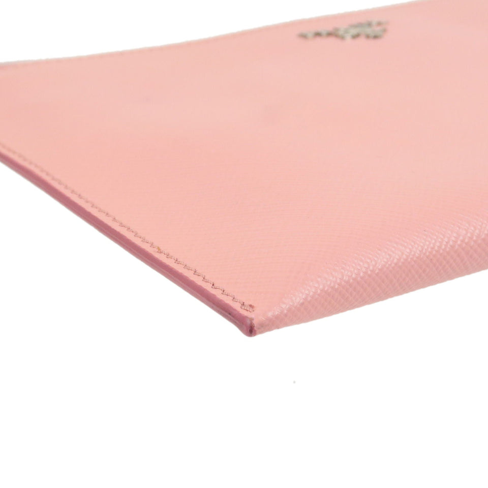 Prada Logo Leather Shoulder Bag Pouch PETARO Pink 1NH004