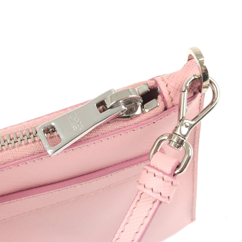 Prada Logo Leather Shoulder Bag Pouch PETARO Pink 1NH004