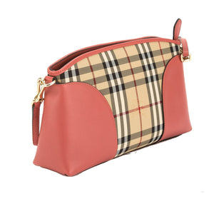 Burberry Pink Leather and Horseferry Check Chichester Crossbody Bag (3647001)