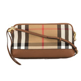 Burberry Tan Leather and House Check Abingdon Clutch Bag (3647004)
